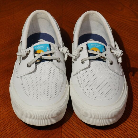 SPERRY Top-Sider Women’s White Boat Shoes Size 8.5 STS86213 Mesh Leather Comfort - Picture 2 of 9